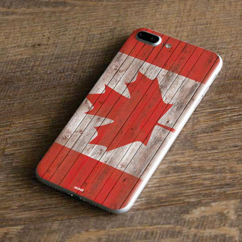 Canadian Flag Dark Wood iPhone 8 Plus Skin