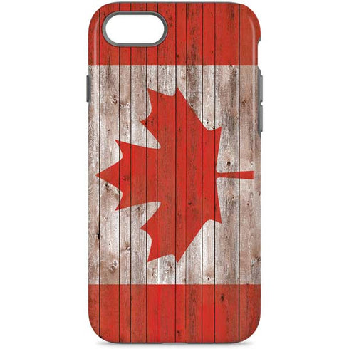 Canadian Flag Dark Wood iPhone 8 Pro Case