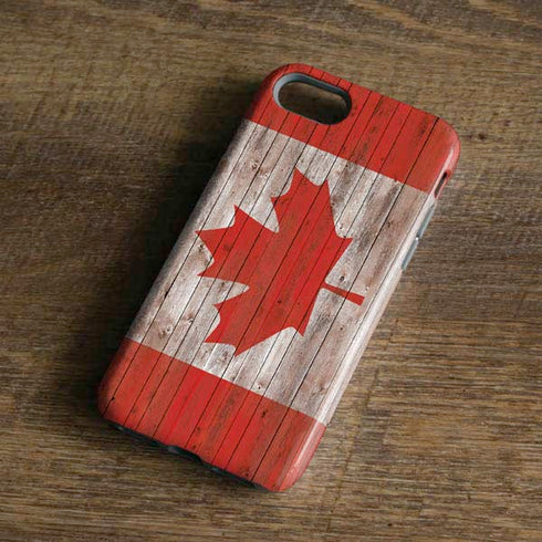 Canadian Flag Dark Wood iPhone 8 Pro Case