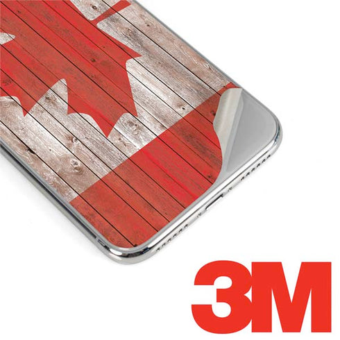 Canadian Flag Dark Wood iPhone X Skin