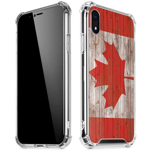 Canadian Flag Dark Wood iPhone XR Clear Case