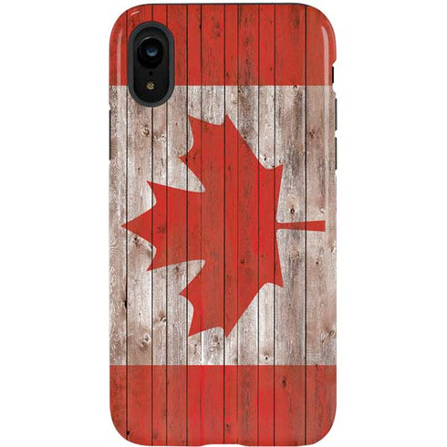 Canadian Flag Dark Wood iPhone XR Pro Case