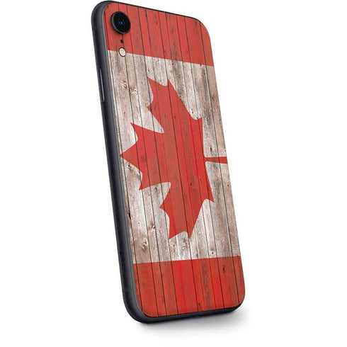 Canadian Flag Dark Wood iPhone XR Skin