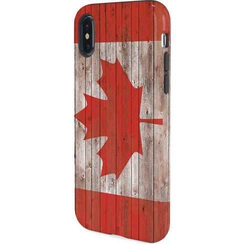 Canadian Flag Dark Wood iPhone XS Pro Case