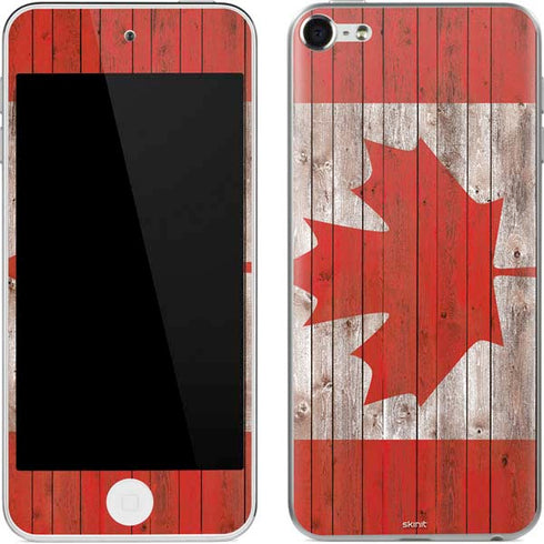 Canadian Flag Dark Wood Apple iPod Skin