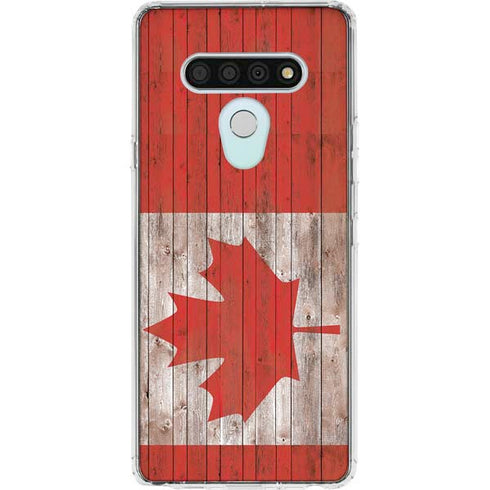 Canadian Flag Dark Wood LG Stylo 6 Clear Case