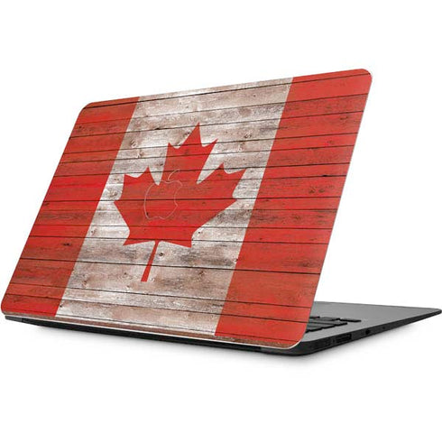 Canadian Flag Dark Wood Apple MacBook Skin