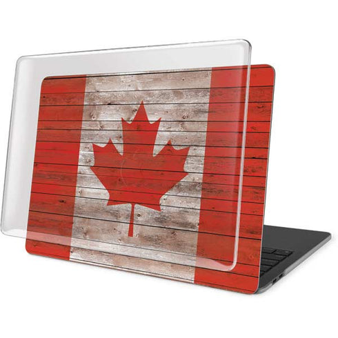 Canadian Flag Dark Wood MacBook Pro 16in (2019-20) Case plus Skin