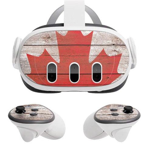 Canadian Flag Dark Wood Meta Quest 3 Skin