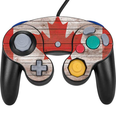 Canadian Flag Dark Wood Nintendo GameCube Controller Skin