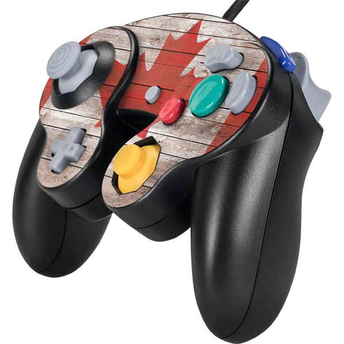 Canadian Flag Dark Wood Nintendo GameCube Controller Skin