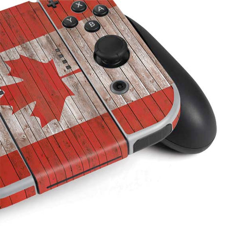 Canadian Flag Dark Wood Nintendo Switch OLED (2021) Skin