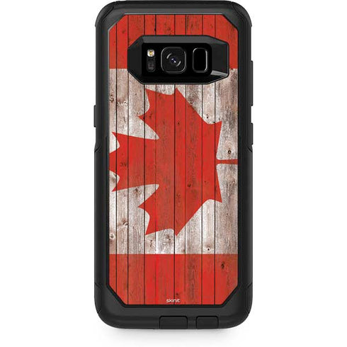 Canadian Flag Dark Wood Otterbox Commuter Galaxy Skin