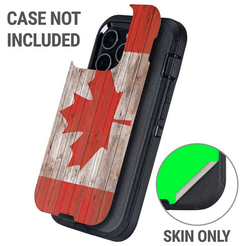 Canadian Flag Dark Wood Otterbox Defender iPhone Skin