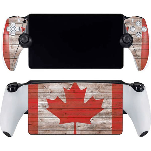 Canadian Flag Dark Wood PlayStation Portal Remote Player Skin