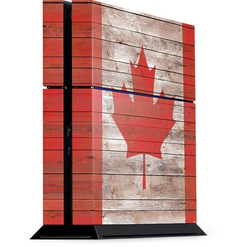 Canadian Flag Dark Wood PS4 Console Skin