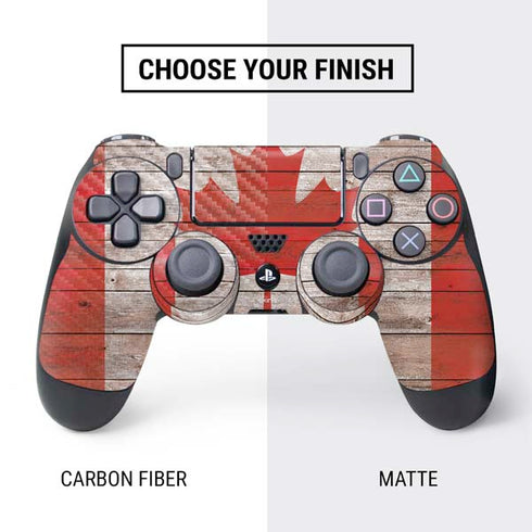 Canadian Flag Dark Wood PS4 Controller Skin