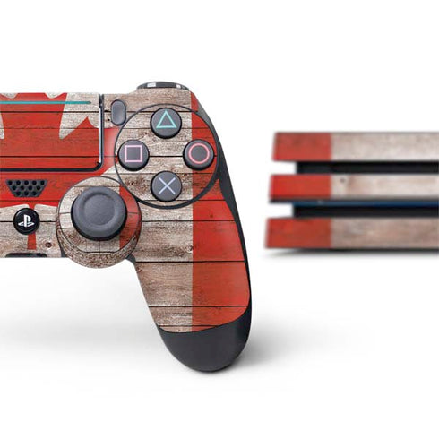 Canadian Flag Dark Wood PS4 Pro Bundle Skin