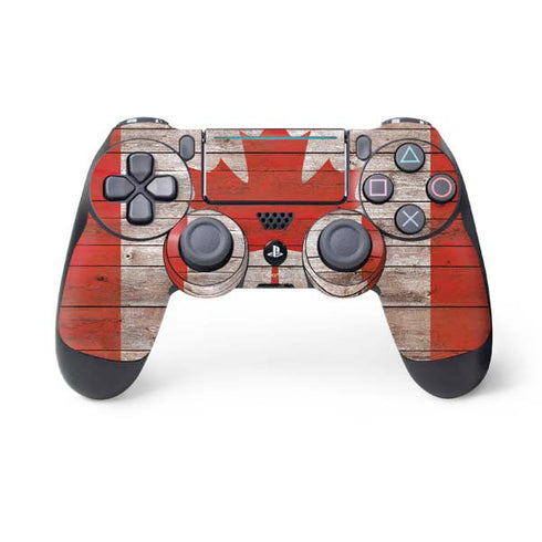 Canadian Flag Dark Wood PS4 Pro/Slim Controller Skin