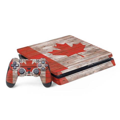 Canadian Flag Dark Wood PS4 Slim Bundle Skin