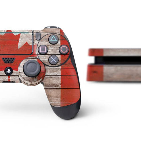 Canadian Flag Dark Wood PS4 Slim Bundle Skin