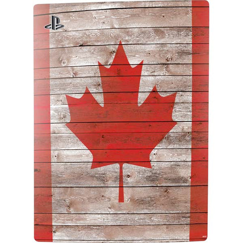 Canadian Flag Dark Wood PS5 Console Skin