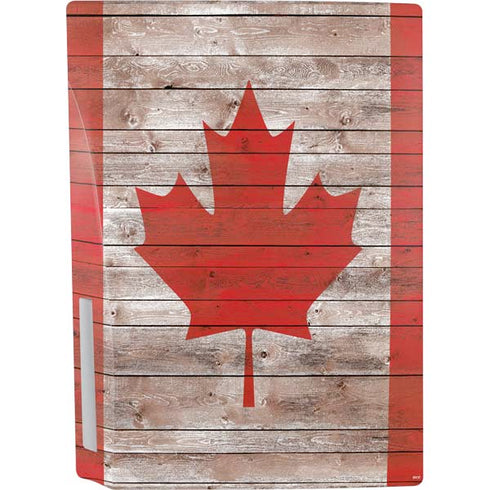 Canadian Flag Dark Wood PS5 Console Skin