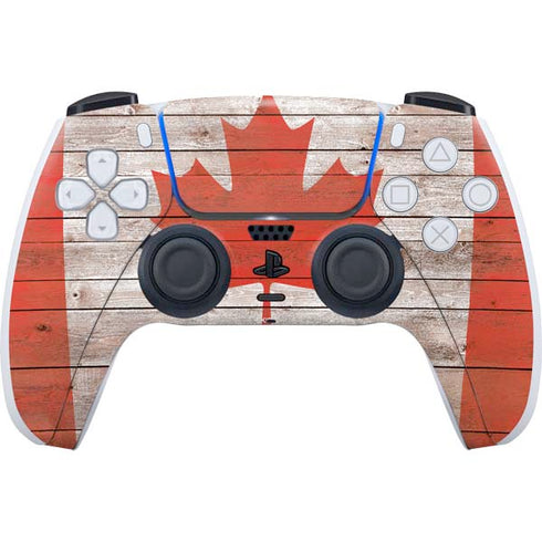 Canadian Flag Dark Wood PS5 Controller Skin