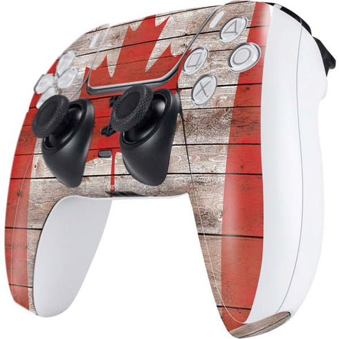 Canadian Flag Dark Wood PS5 Controller Skin