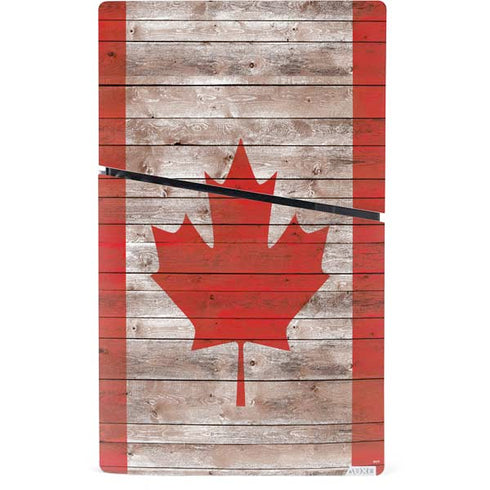 Canadian Flag Dark Wood PS5 Slim Digital Edition Bundle Skin