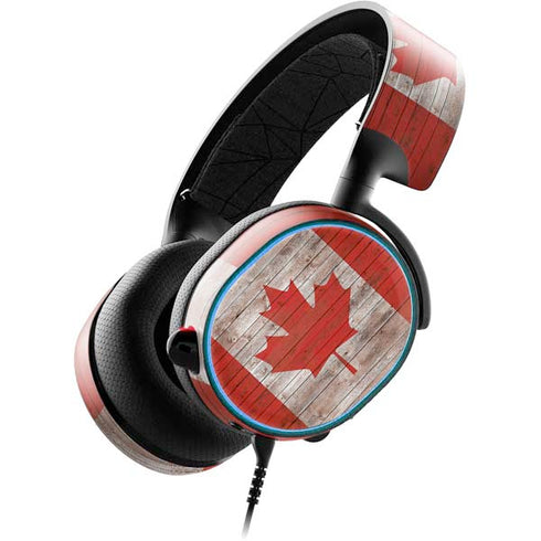 Canadian Flag Dark Wood SteelSeries Arctis 3 Skin