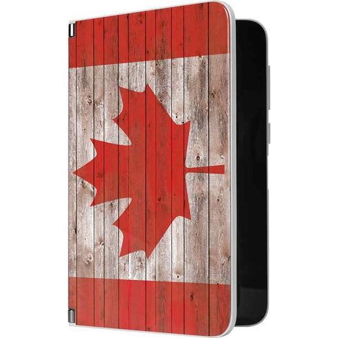 Canadian Flag Dark Wood Surface Duo Skin