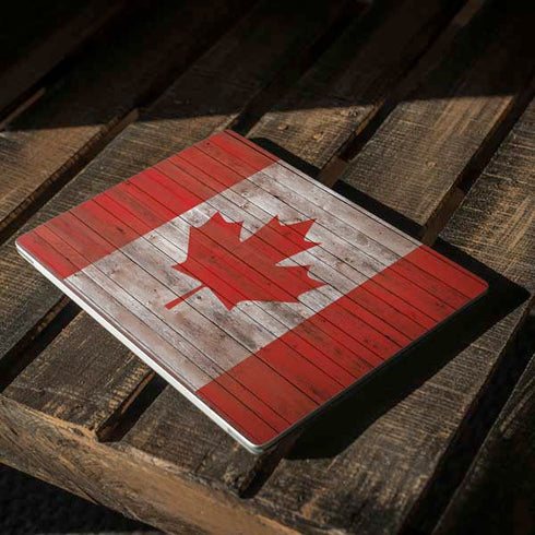 Canadian Flag Dark Wood Surface Laptop 3 13.5in Skin