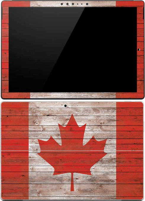 Canadian Flag Dark Wood Surface Pro 4 Skin