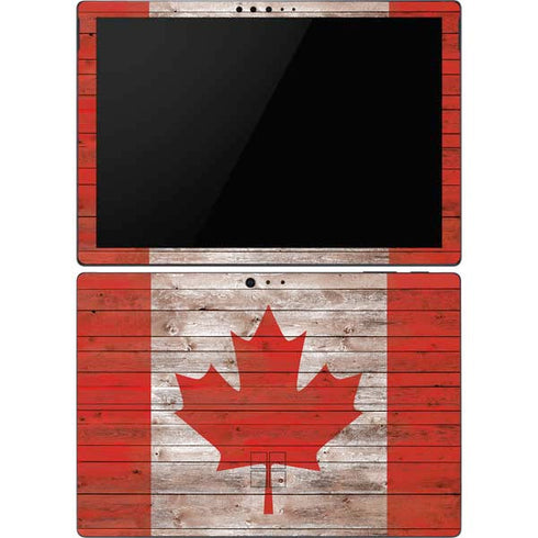 Canadian Flag Dark Wood Surface Pro 6 Skin