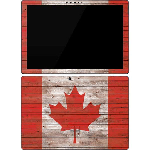 Canadian Flag Dark Wood Surface Pro 7 Skin