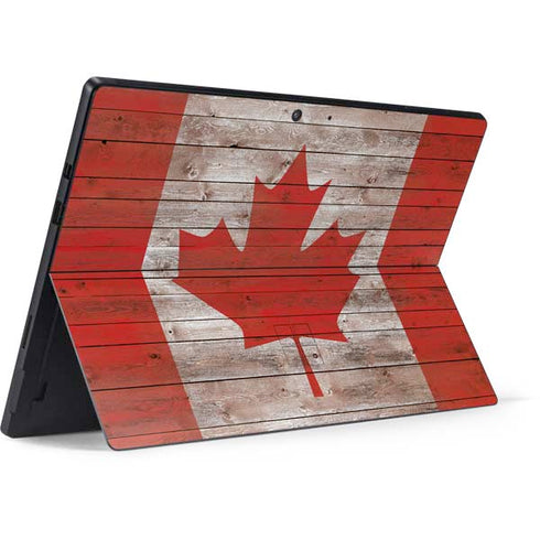 Canadian Flag Dark Wood Surface Pro 7 Skin