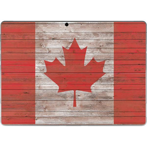Canadian Flag Dark Wood Surface Pro 8 Skin