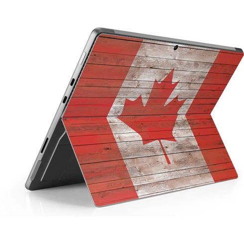 Canadian Flag Dark Wood Surface Pro 9 Skin