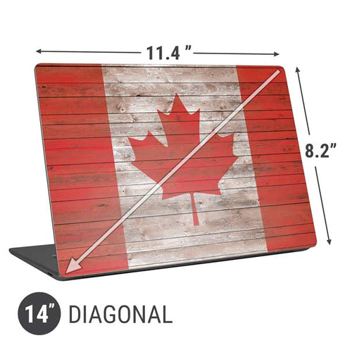 Canadian Flag Dark Wood Universal Laptop 14in (11.4 x 8.2in) Skin
