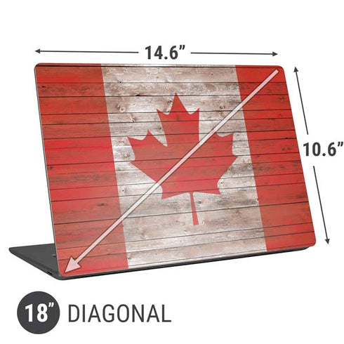 Canadian Flag Dark Wood Universal Laptop 18in (14.6 x 10.6in) Skin