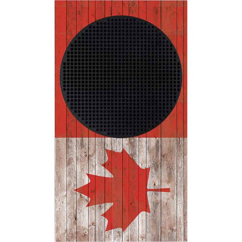 Canadian Flag Dark Wood Xbox Series S Console Skin