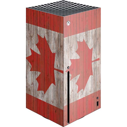 Canadian Flag Dark Wood Xbox Series X Console Skin