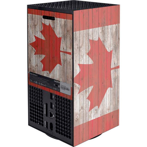 Canadian Flag Dark Wood Xbox Series X Console Skin
