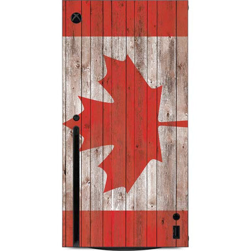 Canadian Flag Dark Wood Xbox Series X Console Skin