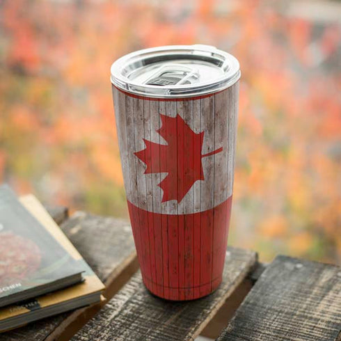Canadian Flag Dark Wood Yeti 20oz Tumbler Skin