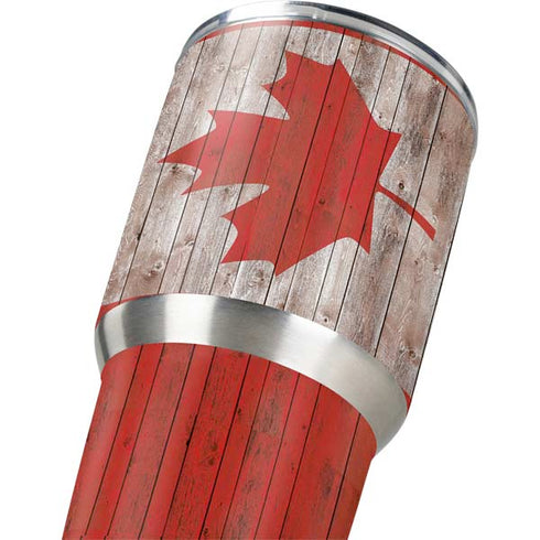 Canadian Flag Dark Wood Yeti 30oz Rambler Tumbler Skin