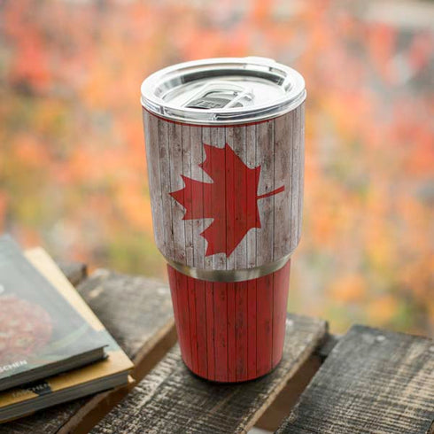 Canadian Flag Dark Wood Yeti 30oz Rambler Tumbler Skin