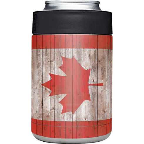 Canadian Flag Dark Wood Yeti Colster Can Insulator  Skin
