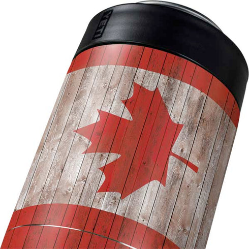 Canadian Flag Dark Wood Yeti Colster Can Insulator Skin